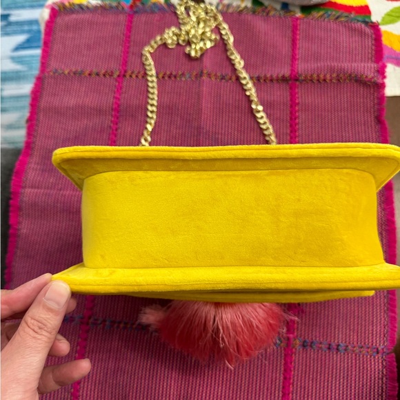 Boden Yellow and Pink Velvet Tassle Bag - Picture 5 of 9